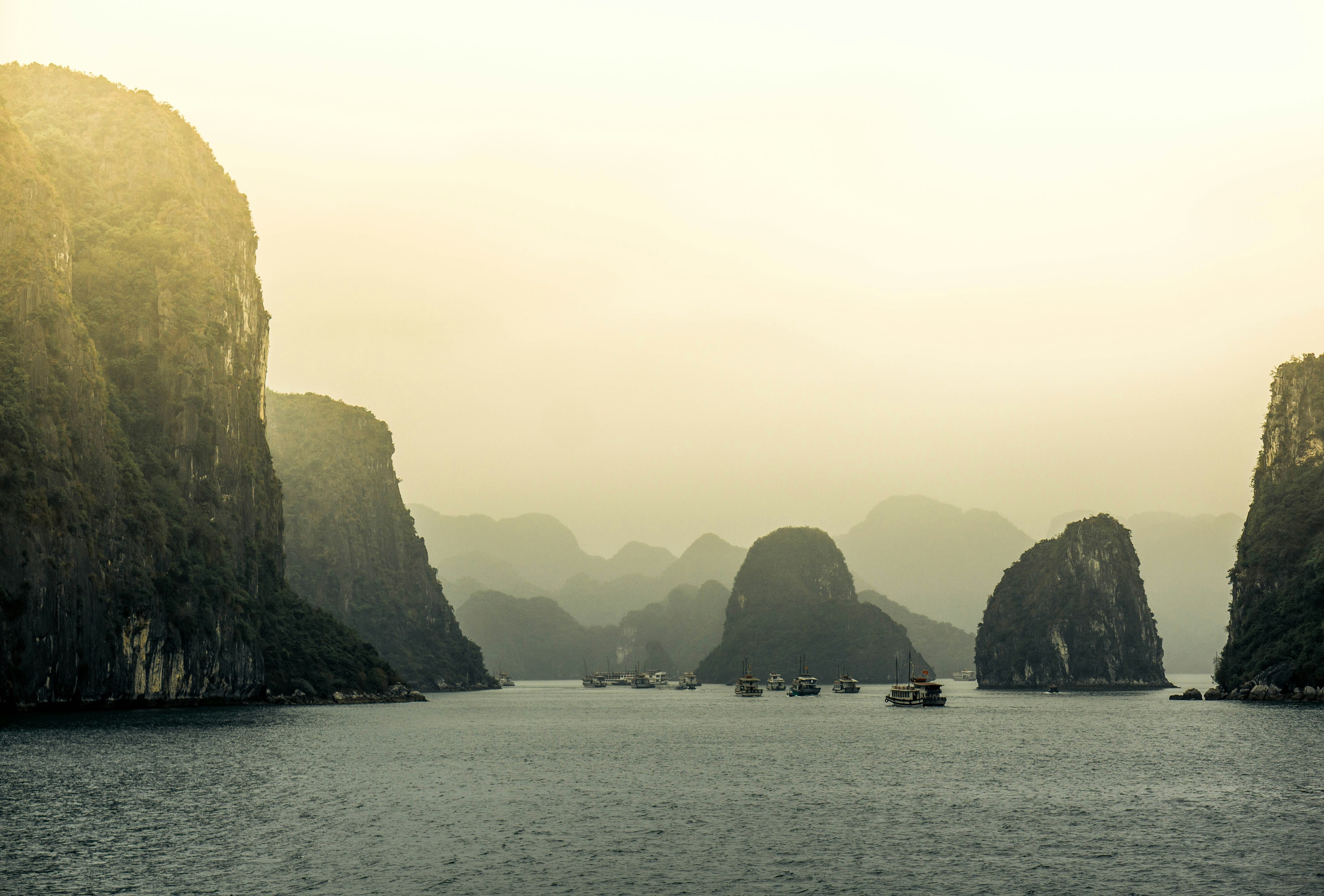 The bay, gathered at dusk
